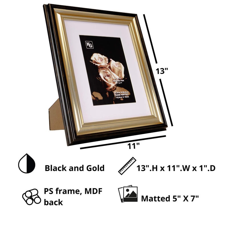 Kiera Grace kieragrace KG Jessica Photo Frame â€“ Black and Gold, 8" x 10" for 5" x 7" (PH40118-2) - Image 4